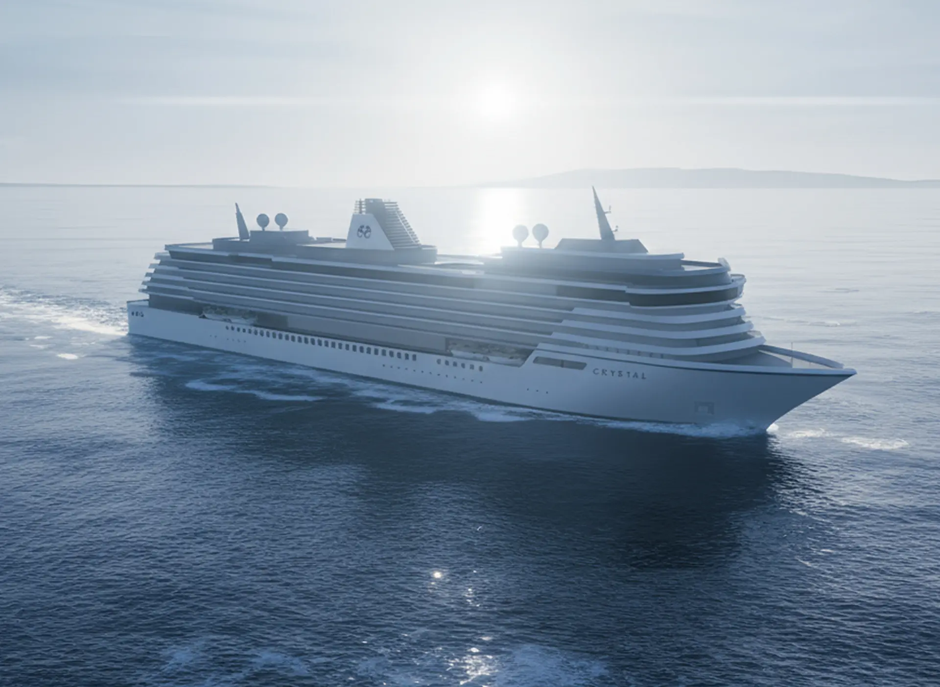 Crystal Serenity luxury cruise ship at sea