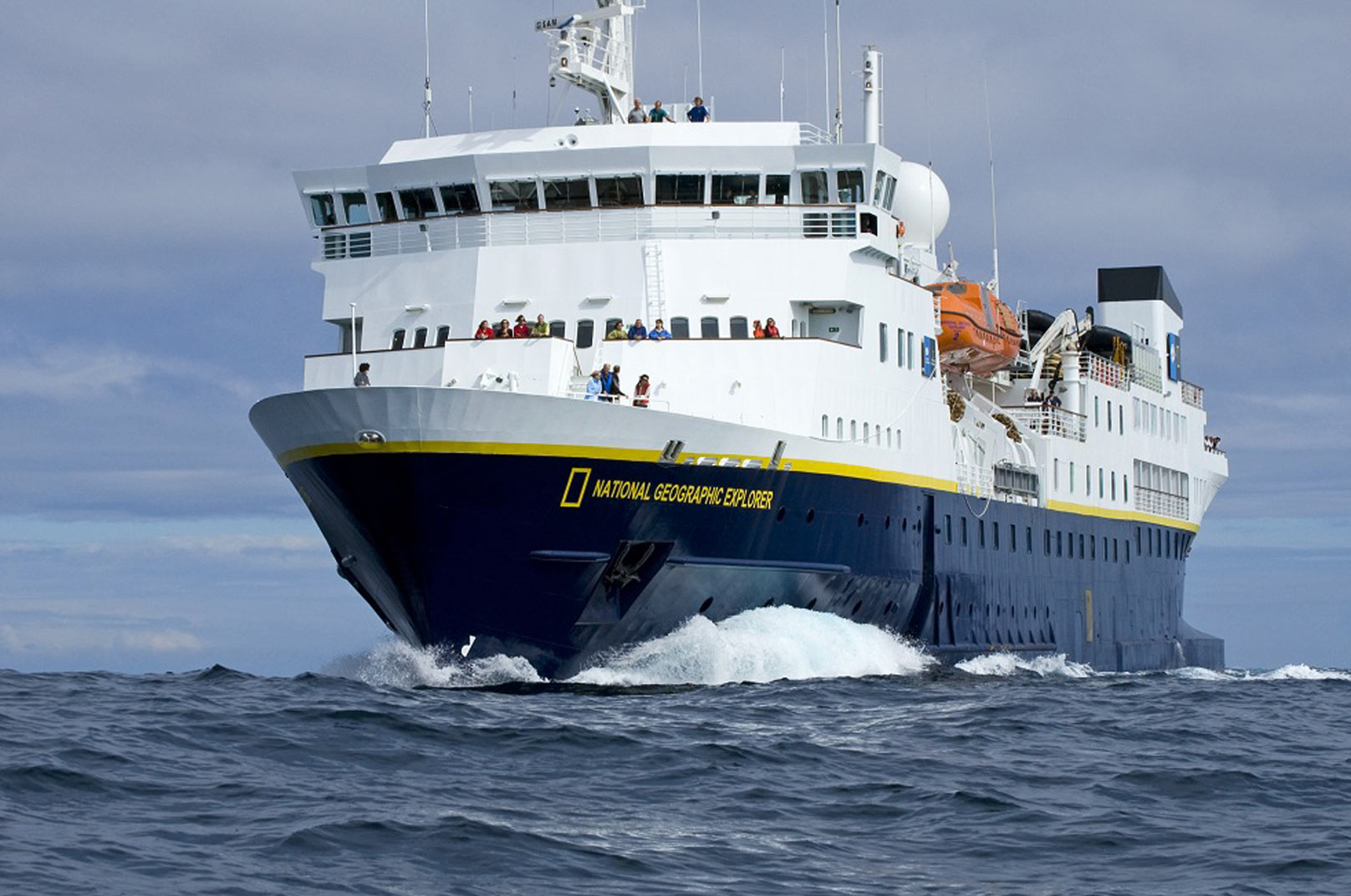National Geographic Explorer Expedition Cruise The National Geographic Explorer, a state-of-the-art expedition cruise ship, is shown navigating
