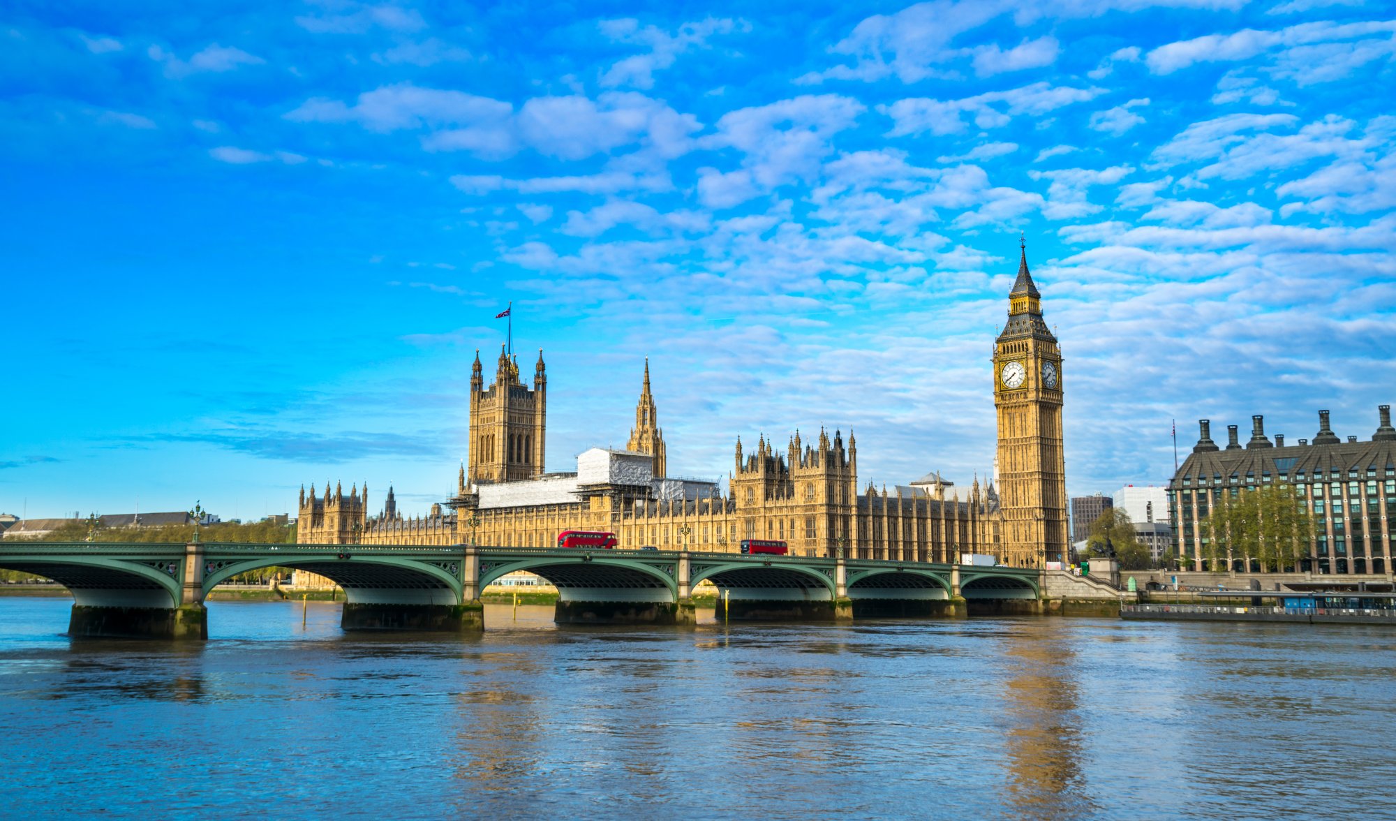 Big Ben and Houses of Parliament, London An iconic daytime view of the Palace of Westminster and Big Ben clock tower in London